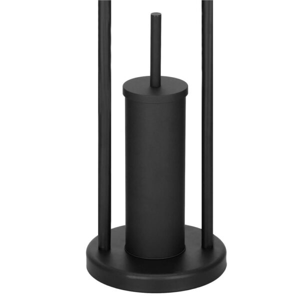 Stand cu perie WC si suport hartie igienica, metal, 80cm, negru mat - Image 4