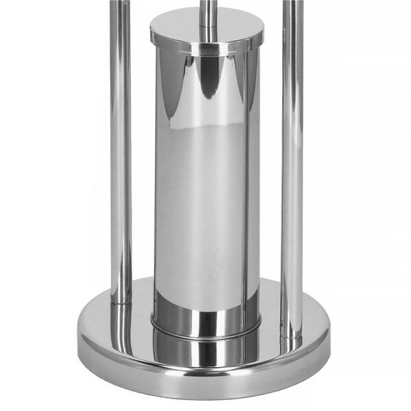 Stand cu perie WC si suport hartie igienica, inox, 80cm, argintiu cromat - Image 4
