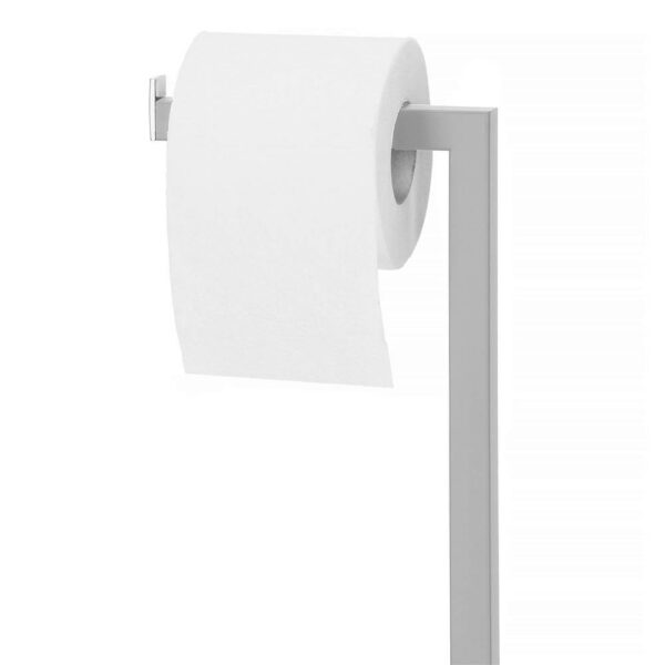 Stand cu perie WC si suport hartie igienica, metal, 79cm, gri - Image 4
