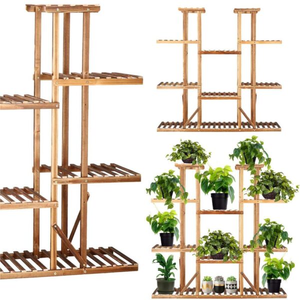 Stand de flori din lemn cu 15 etajere suport GA200, 119x120cm - Image 3