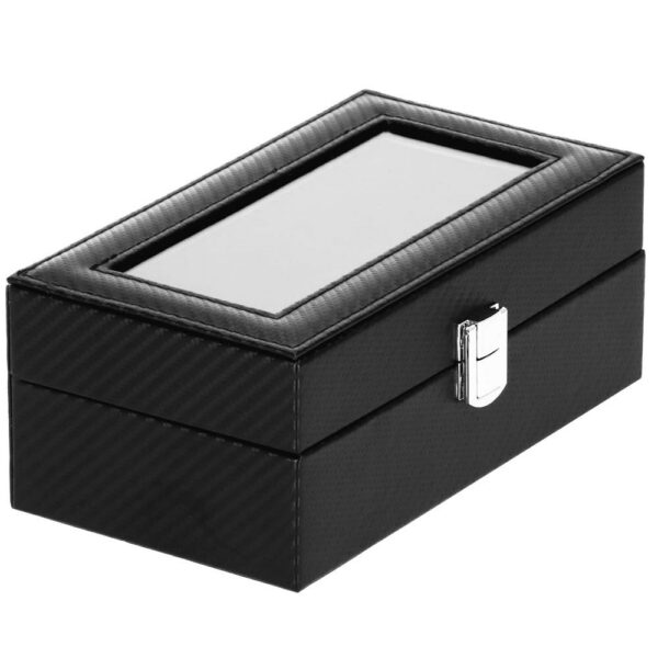 Óratároló és rendszerező doboz, MDF, ökobőr, 20,5x11x8 cm, kígyó fekete - Image 4