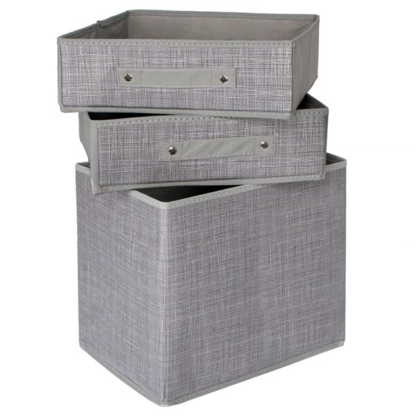 Organizator dulap tip lada cu 2 sertare, Sersimo, textil, gri - Image 4