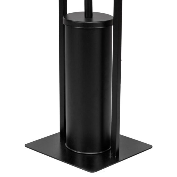 Stand cu perie WC si suport hartie igienica, metal si bambus, 74cm, negru - Image 5