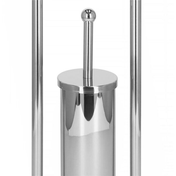 Stand cu perie WC si suport hartie igienica, inox, 80cm, argintiu cromat - Image 5