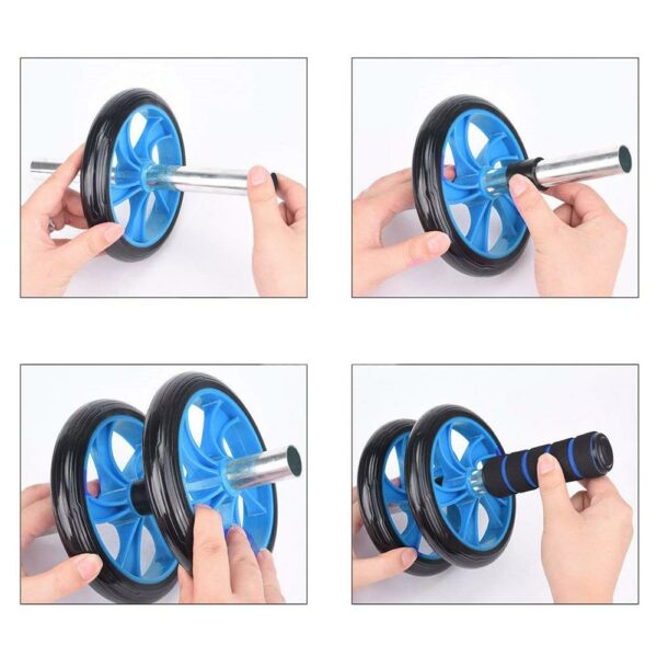 Aparat fitness tip roata pentru abdomene, negru albastru - Image 4