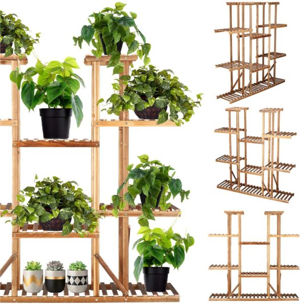 Stand de flori din lemn cu 15 etajere suport GA200, 119x120cm - Image 4