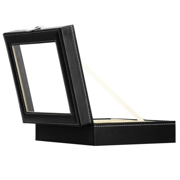 Óratároló és rendszerező doboz, MDF, ökobőr, 30x20x8cm, fekete krém belső - Image 5