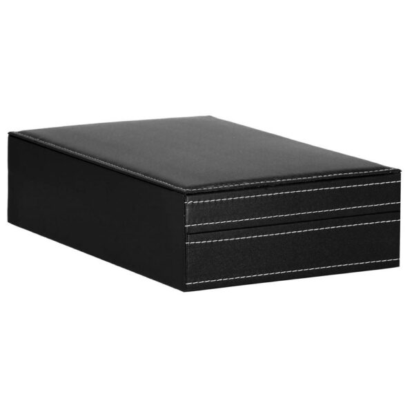 Cutie depozitare si organizare ceasuri si alte accesorii, MDF, piele ecologica, 30x20x8cm, negru - Image 5