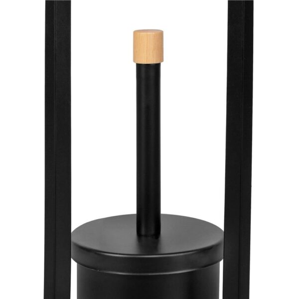 Stand cu perie WC si suport hartie igienica, metal si bambus, 74cm, negru - Image 6