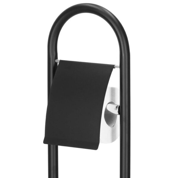 Stand cu perie WC si suport hartie igienica, metal, 80cm, negru mat - Image 6