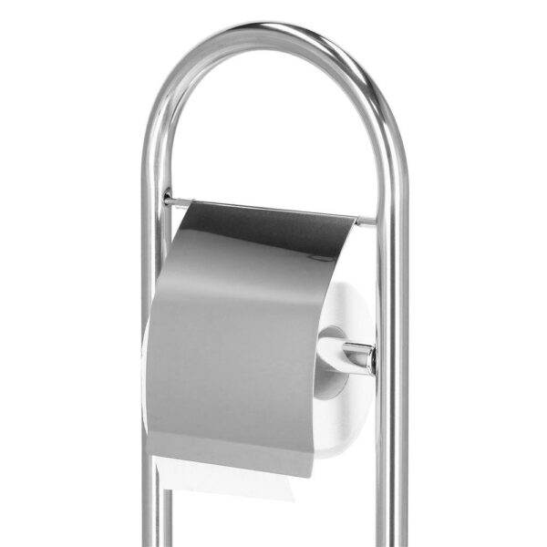 Stand cu perie WC si suport hartie igienica, inox, 80cm, argintiu cromat - Image 6