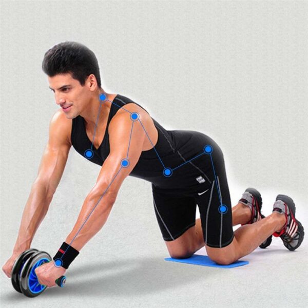Aparat fitness tip roata pentru abdomene, negru albastru - Image 5