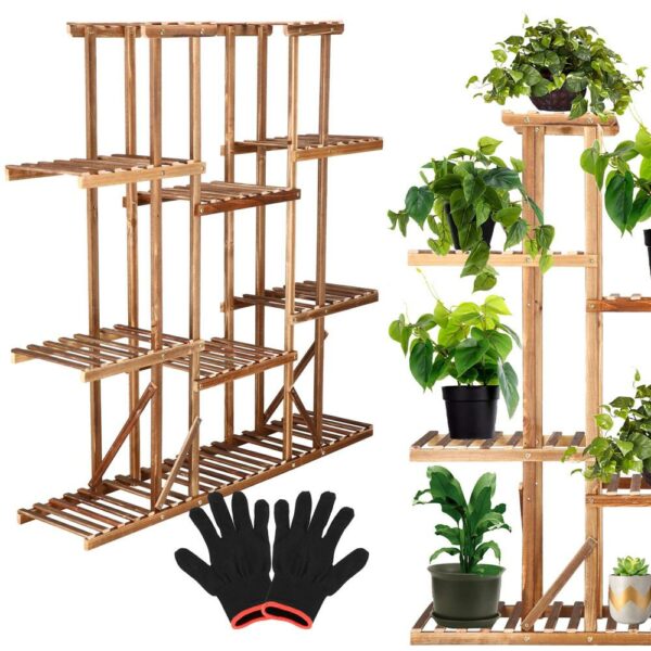 Stand de flori din lemn cu 15 etajere suport GA200, 119x120cm - Image 5