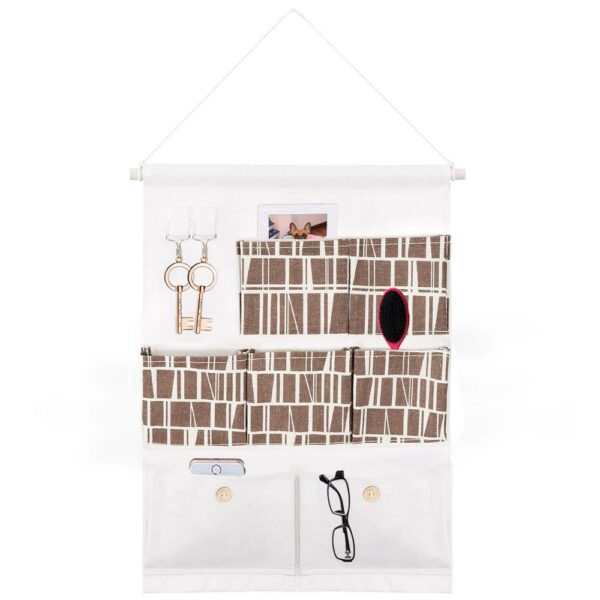 (DL) Organizator suspendat cu 7 buzunare din in, 68x38cm, alb - Image 7