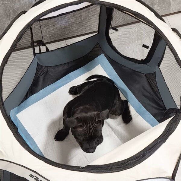Összecsukható kennel házi kedvenceknek, átmérője 73 cm, krémszürke - Image 6