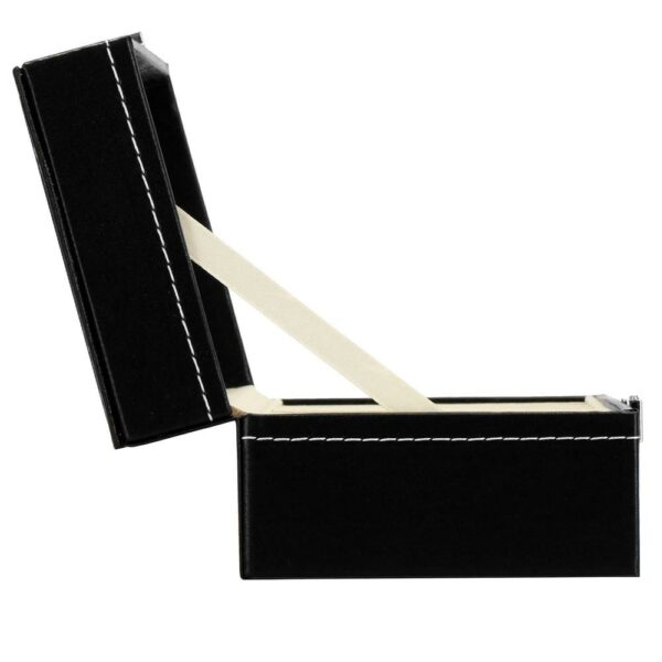 Óratároló és rendszerező doboz, MDF, ökobőr, 30x11x8cm, fekete - Image 6
