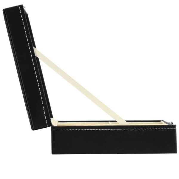 Óratároló és rendszerező doboz, MDF, ökobőr, 30x20x8cm, fekete krém belső - Image 6