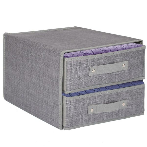 Organizator dulap tip lada cu 2 sertare, Sersimo, textil, gri - Image 6