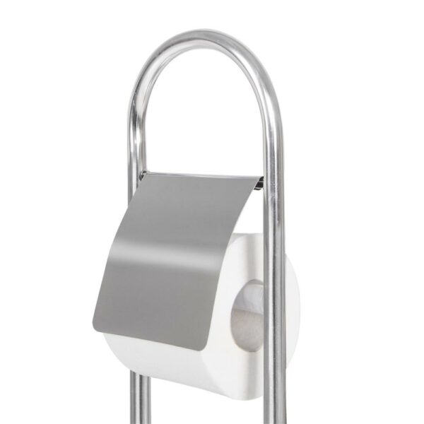 Stand cu perie WC si suport hartie igienica, inox, 72cm, argintiu - Image 6