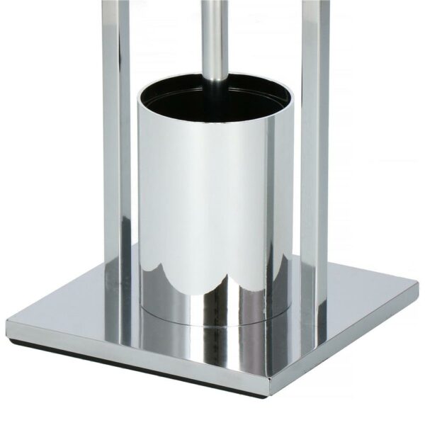 Stand cu perie WC si suport hartie igienica, inox si bambus, 75cm, argintiu - Image 6