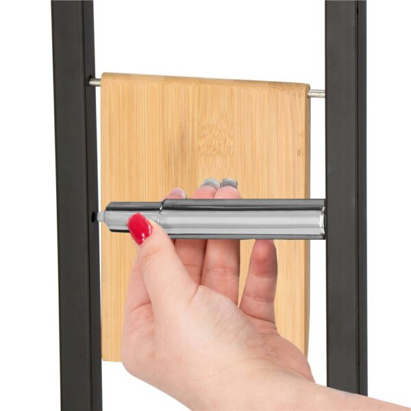 Stand cu perie WC si suport hartie igienica, metal si bambus, 80cm, negru - Image 8