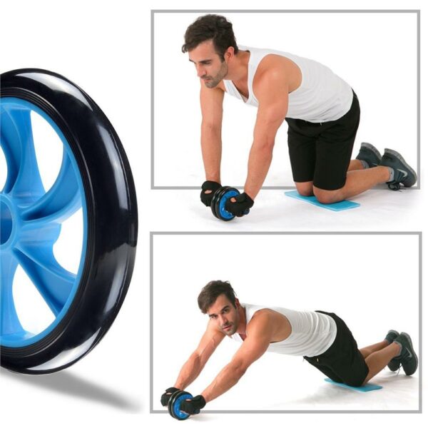 Aparat fitness tip roata pentru abdomene, negru albastru - Image 6