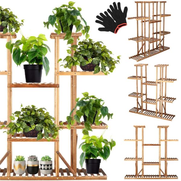 Stand de flori din lemn cu 15 etajere suport GA200, 119x120cm - Image 6
