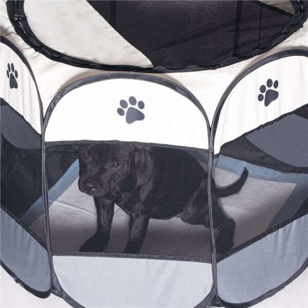 Összecsukható kennel házi kedvenceknek, átmérője 73 cm, krémszürke - Image 7