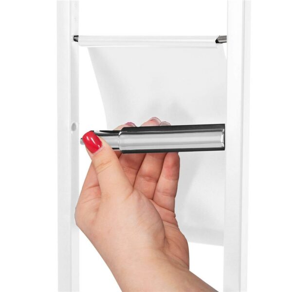 Stand cu perie WC si suport hartie igienica, metal si bambus, 76cm, alb perla - Image 7