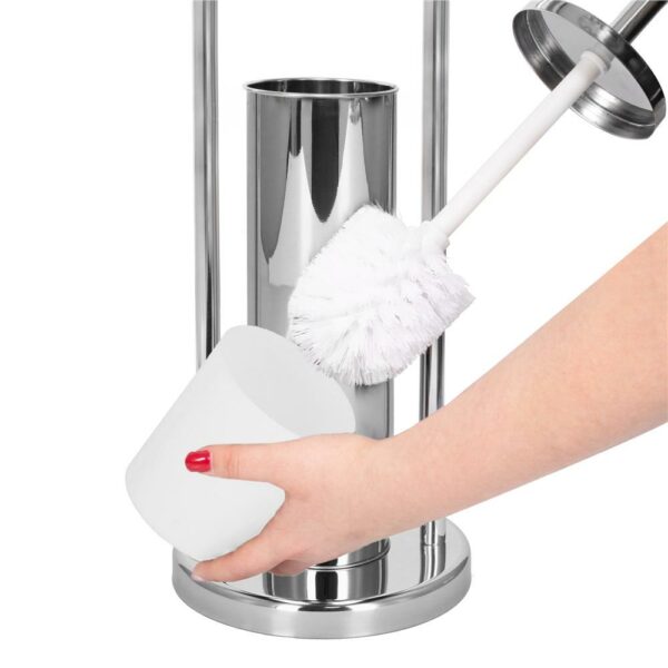 Stand cu perie WC si suport hartie igienica, inox, 80cm, argintiu cromat - Image 8