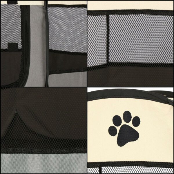 Összecsukható kennel házi kedvenceknek, átmérője 73 cm, krémszürke - Image 8