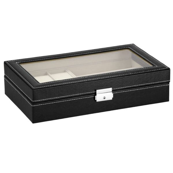 RESIGILAT: (DL) Cutie depozitare si organizare ceasuri si ochelari, MDF, piele ecologica, 33x20x8cm, negru - Image 11