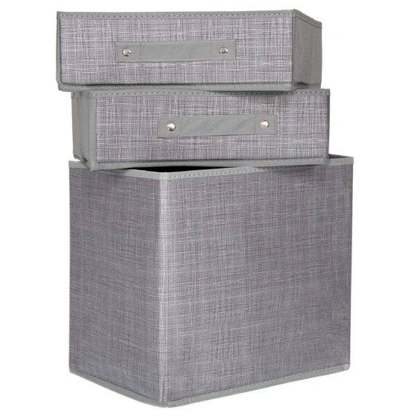 Organizator dulap tip lada cu 2 sertare, Sersimo, textil, gri - Image 7