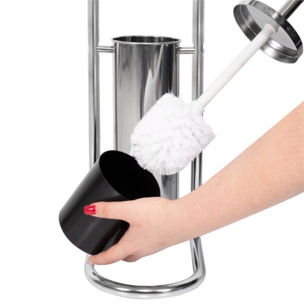 Stand cu perie WC si suport hartie igienica, inox, 72cm, argintiu - Image 8