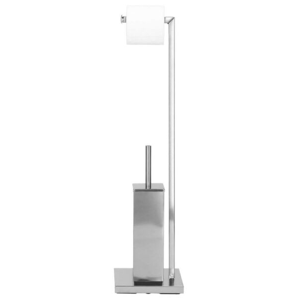 Stand cu perie WC si suport hartie igienica, inox, 75cm, argintiu - Image 8