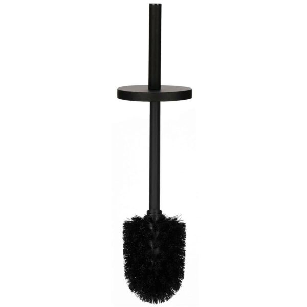 Stand cu perie WC si suport hartie igienica, metal, 80cm, negru mat - Image 9