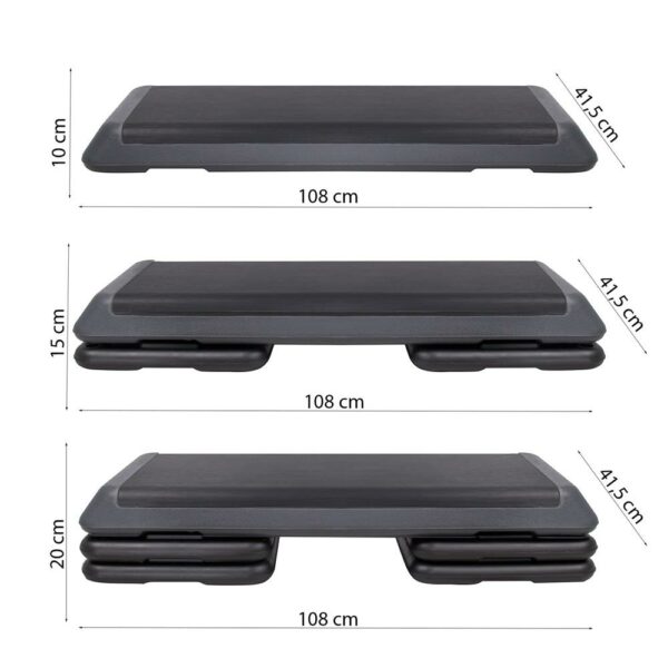 Professzionális aerob fitnesz step pad, 3 magassági szint, maximális terhelhetősége 350 kg - Image 8