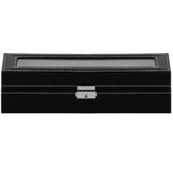 (DL) Cutie depozitare si organizare ceasuri, MDF, piele ecologica, 30x11x8cm, negru gri - Image 9
