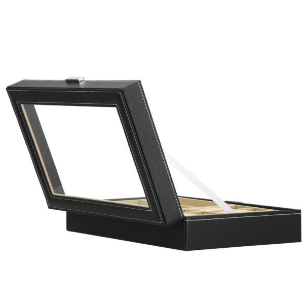RESIGILAT: (DL) Cutie depozitare si organizare ceasuri si ochelari, MDF, piele ecologica, 33x20x8cm, negru - Image 12