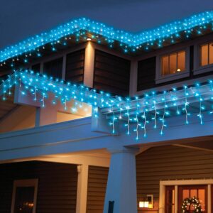 (DL) Ghirlanda luminoasa tip perdea 300 LED-uri, 12m, pentru interior/exterior, cu flash, iluminare albastra