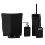 Set de accesorii pentru baie din plastic, 5 piese, negru