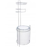 Stand cu cos toaleta si suport hartie igienica, inox, 63cm, argintiu