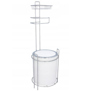 Stand cu cos toaleta si suport hartie igienica, inox, 63cm, argintiu
