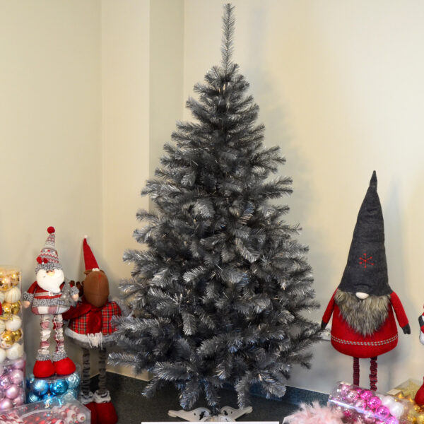 Brad artificial Christmas Deluxe by Sersimo, Silver, argintiu lucios, 200cm