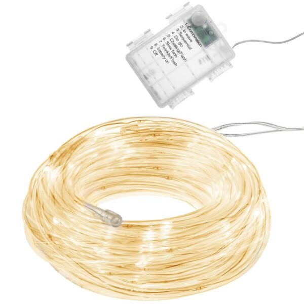 (DL) Instalatie tub furtun luminos pentru Craciun cu baterii 3xAA, 50 LED-uri, 5m, galben - Image 2