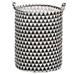 Tárolókosár ruhák vagy játékok tárolására, 45x35 cm, pamut és lenvászon, 55 l, háromszögek, fekete-fehér