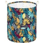 Ruha- vagy játéktároló kosár, 50x40 cm, pamut és lenvászon, 80 l, virágos, sokszínű