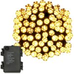 (DL) Instalatie lumini de exterior pentru gradina, 9 metri, 120 LED-uri forma cristal, cu baterii, galben