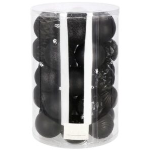 Set globuri de Craciun, 30 bucati, 8cm, 6 modele, negru