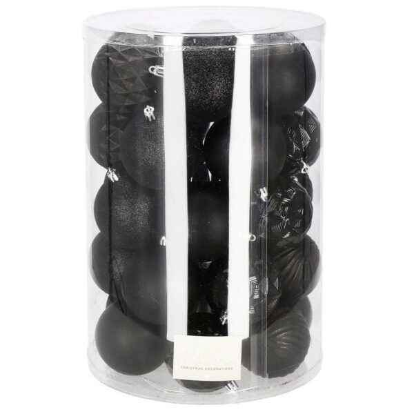 Set globuri de Craciun, 30 bucati, 8cm, 6 modele, negru